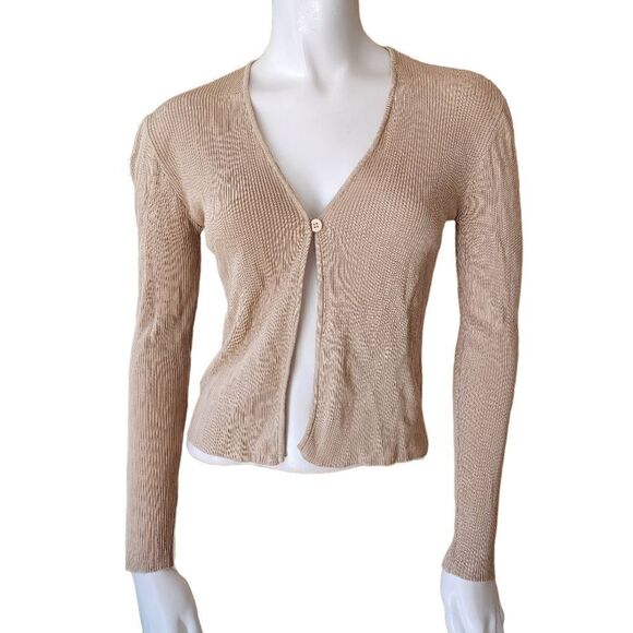 Laundry by Shelli Segal Tan Ribbed Cardigan (M) - Picture 2 of 7